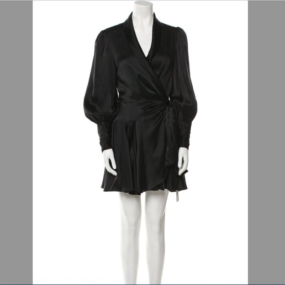 Zimmermann Black 100% Silk Wrap Dress Size Small
